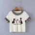 silk lace puppy short-sleeved T-shirt  NSAM21049