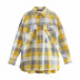 contrast color plaid blouse NSLD21072