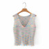 color wavy edge knitted vest   NSLD21073