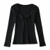 fashion square neck long-sleeved pleated T-shirt  NSAC14936