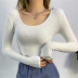 sexy slim scoop neck long-sleeved T-shirt  NSAC14942