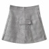 asymmetric pocket pleated high waist plaid skirt  NSAC14944