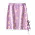 small daisy print lace side slit knit skirt  NSAC14966