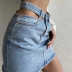 high waist hollow denim short skirt  NSAC14974