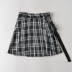 multi-pocket plaid high waist pleated skirt NSAC14990