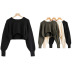 fashion round neck pullover half-cut sweater NSLD15059