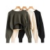 fashion round neck pullover half-cut sweater NSLD15059