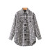 casual simple black and white plaid woolen coat  NSLD15336