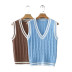 casual simple contrast color V-neck knitted vest  NSLD21153