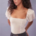 fashion retro square collar puff sleeve velvet T-shirt  NSAC21230
