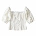 fashion retro square collar puff sleeve velvet T-shirt  NSAC21230