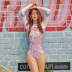 triangle one-piece hollow long-sleeved swimsuit NSHL21439