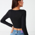 long-sleeved tie-up round neck small T-shirt  NSWX21489