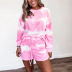 autumn tie-dye drawstring casual shorts long-sleeved sweater suit NSKL21555