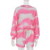 autumn tie-dye drawstring casual shorts long-sleeved sweater suit NSKL21555