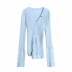 asymmetric sky blue single-breasted sweater NSAC21593