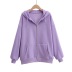 loose zipper solid color hooded sweatershirt NSAC21595