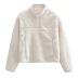 double-sided fleece high neck zipper loose jacket  NSAC21606