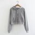 short zipper solid color hooded sweatershirt NSAC21618