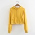 short zipper solid color hooded sweatershirt NSAC21618