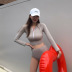 solid color high waist tight-fitting long-sleeved spring swimsuit NSHL21809