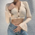 slim breasted horn sleeved knitted top NSSU21831