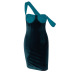 Slim sling high elastic fold velvet dress NSSU21847