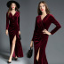 pleated split-end velvet dress  NSCX21929