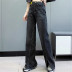 high-waist split hem jeans  NSAC21962