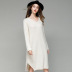 pure color v-neck long knitted dress  NSYH22108