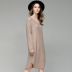 pure color v-neck long knitted dress  NSYH22108