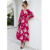 Autumn and Winter Long Sleeve V-neck Printed Dress  NSAL22196