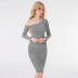 fall/winter one-shoulder long-sleeved pleated dress NSZY22332