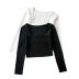 square neck short solid color knit bottoming shirt NSLD22393
