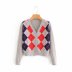 retro rhombus knitted cardigan  NSAM22438