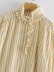 striped pleated stand collar lotus sleeve shirt  NSAM22452