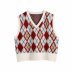winter diamond check knitted vest   NSAM22463
