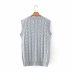 gray knitted twist V-neck loose vest  NSAM22529