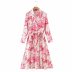 new knotted printing lapel long dress NSAM22530
