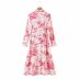 new knotted printing lapel long dress NSAM22530