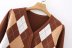 contrast diamond long-sleeved cardigan sweater  NSAM22546