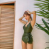 new army green deep V sexy one-piece swimsuit NSHL22655