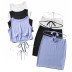 Elastic slim fit lace small vest  high waist slim skirt suit   NSLD22740
