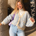 fashion houndstooth check button woolen cardigan jacket   NSLQ22823