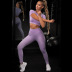seamless knitted solid color yoga pants two-piece suit NSLX22858