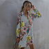 spring new printed single-breasted long-sleeved one-piece skirt NSDF22948