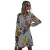 spring new printed single-breasted long-sleeved one-piece skirt NSDF22948