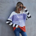 new splicing solid color casual loose fashion T-shirt NSDF22954