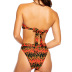 print tube top high waist split swimsuit  NSHL23014