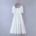 Square neck ruffled white dress  NSAM23070